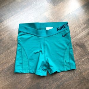 Teal workout compression shorts